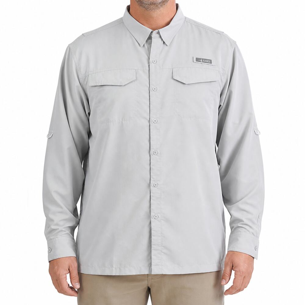 NEW Habit Shirt Mens 3XL White Rock Long Sleeve UPF 40 Mesh Pockets Fishing